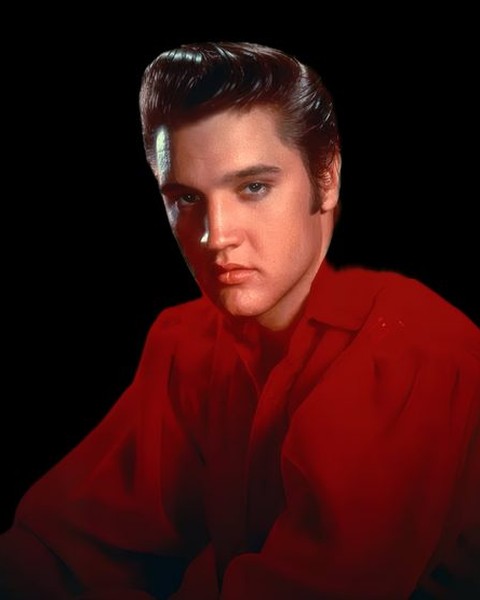Elvis Presley in a red shirt
